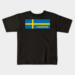 Linköping City in Swedish Flag Kids T-Shirt